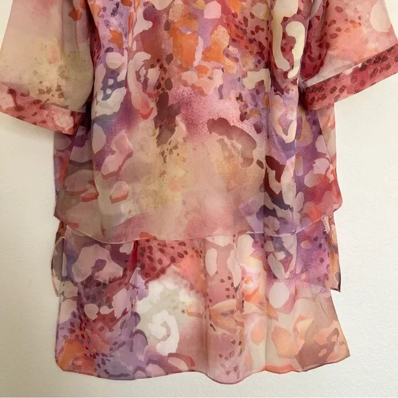 NWT Soft Surroundings Cool Cat Watercolor Kimono Size Small - Picture 10 of 12